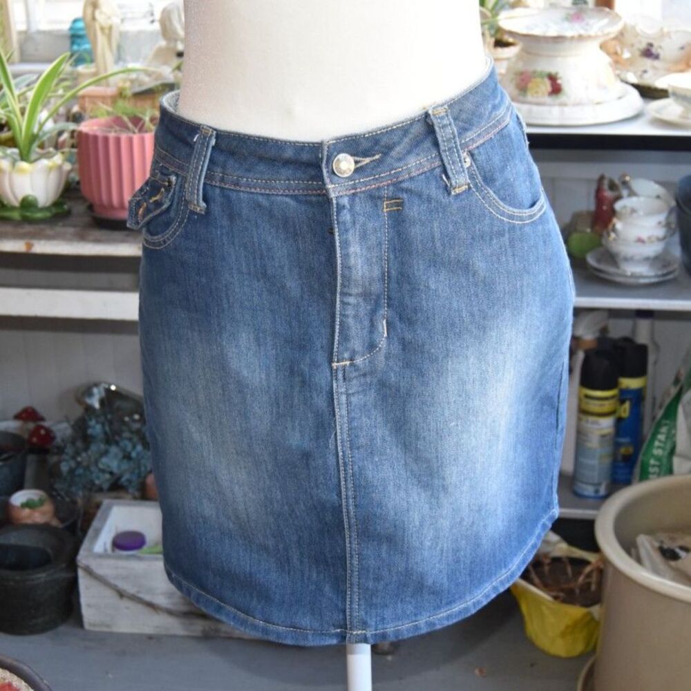 Vintage Y2K L.A. Blues Denim Mini Skort Women's L Blue Jean Skirt Shorts 34